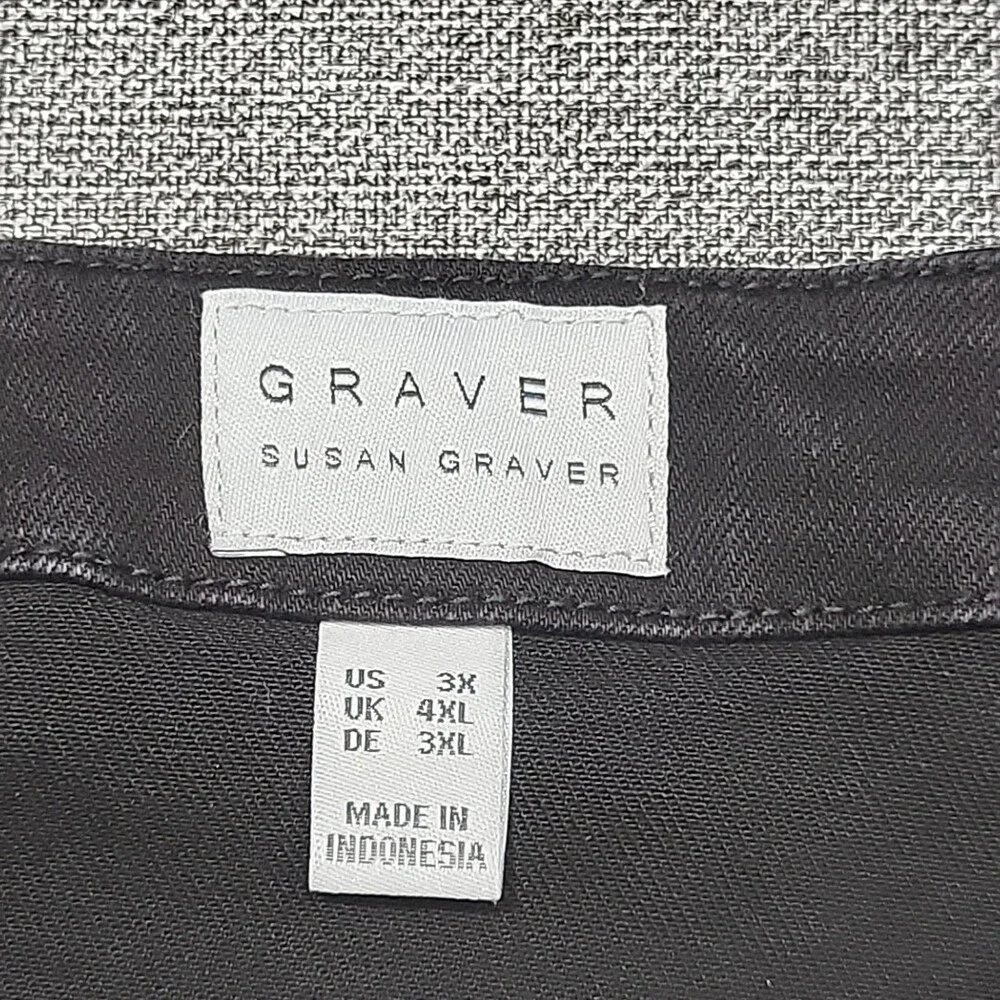 Susan Graver Womens Trendy Snap Front Jacket with Pearl Trim 3X Plus Size Black